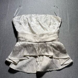 Lulu's White Strapless Peplum Top